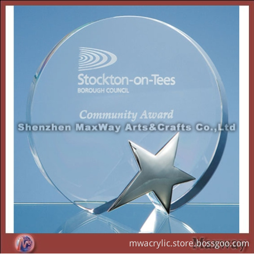 Circle Silver Star Acrylic Award